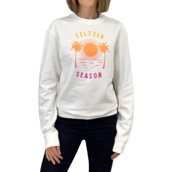 Tipsy Elves Seltzer Season Sweatshirt Sz S New $45 White Sunset Graphic Crewneck - Picture 1 of 8
